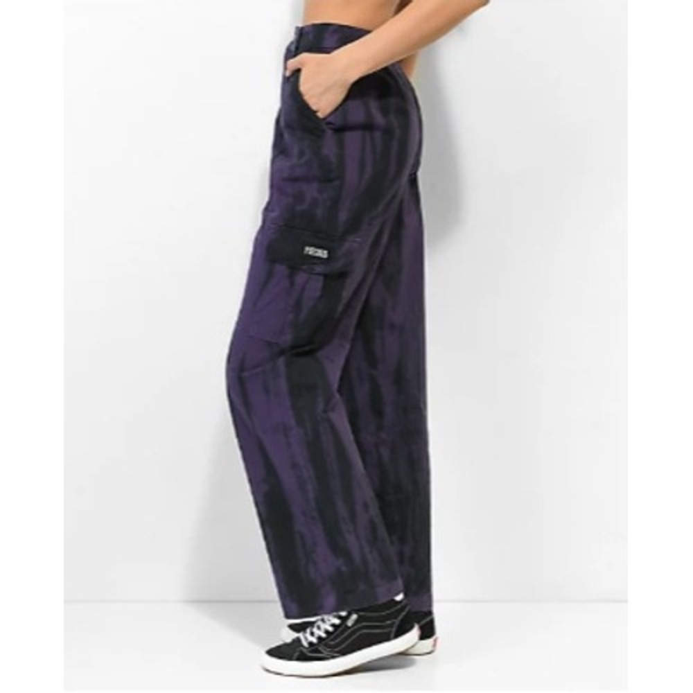 Petals Purple Tie Dye Cargo Pants Size 1 Goth Grunge Indie Sleaze Emo Streetwear